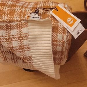 Timberland Brown and Cream Knit Blanket